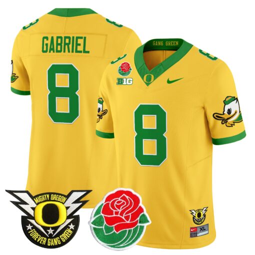 Dillon Gabriel Jersey #8 Oregon Ducks 2025 Rose Bowl Game Patch Vapor Gold