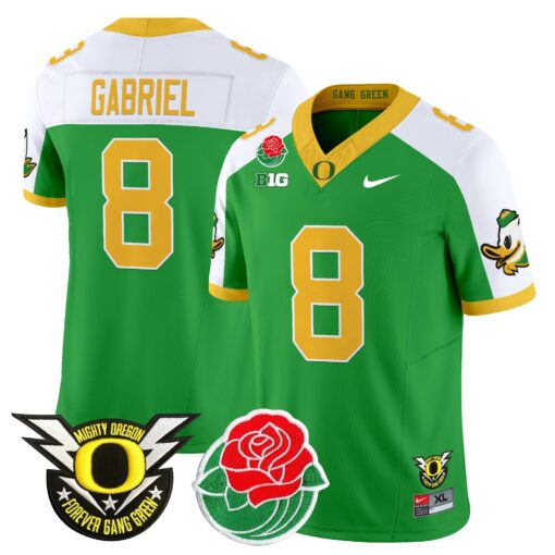 Dillon Gabriel Jersey #8 Oregon Ducks 2025 Rose Bowl Game Patch Vapor Green Alternate