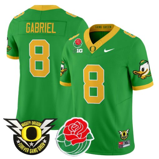 Dillon Gabriel Jersey #8 Oregon Ducks 2025 Rose Bowl Game Patch Vapor Green