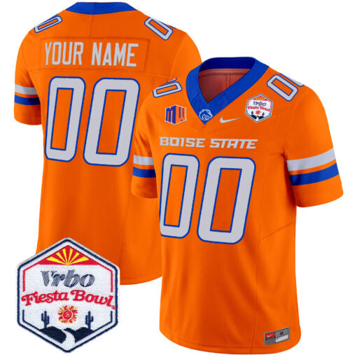 Custom Boise State Broncos Jersey 2025 Fiesta Bowl Patch Vapor Limited Orange