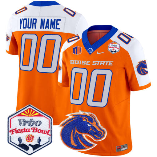 Custom Boise State Broncos Jersey 2025 Fiesta Bowl Patch Vapor Limited Orange Alternate
