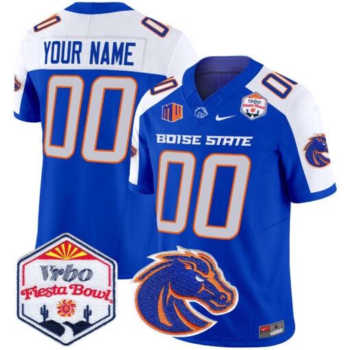 Custom Boise State Broncos Jersey 2025 Fiesta Bowl Patch Vapor Limited Royal Alternate