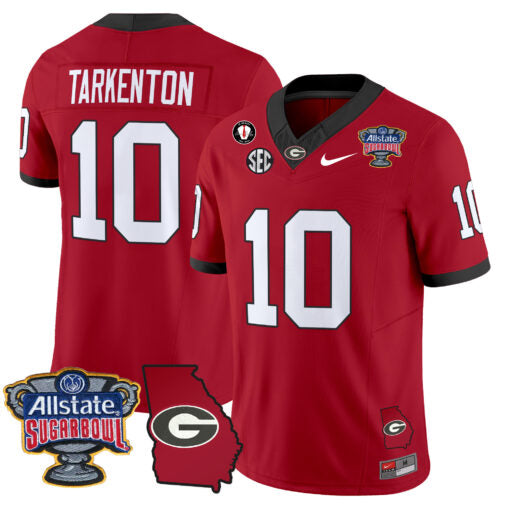 Fran Tarkenton Jersey #10 Georgia Bulldogs 2025 Sugar Bowl Patch Vapor Red