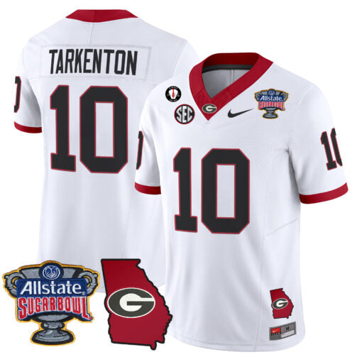 Fran Tarkenton Jersey #10 Georgia Bulldogs 2025 Sugar Bowl Patch Vapor White