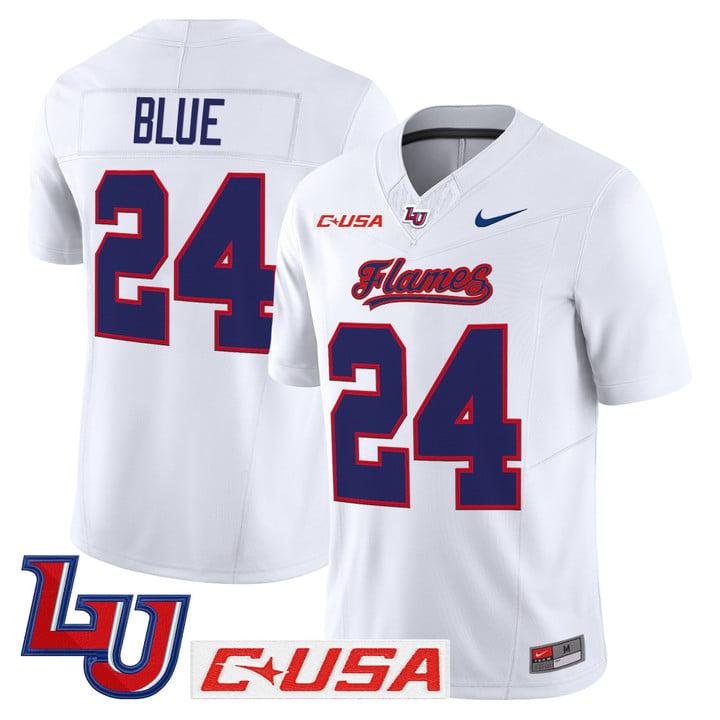 Vaughn Blue Jersey #24 Liberty Flames 2025 Vapor Limited Stitched White