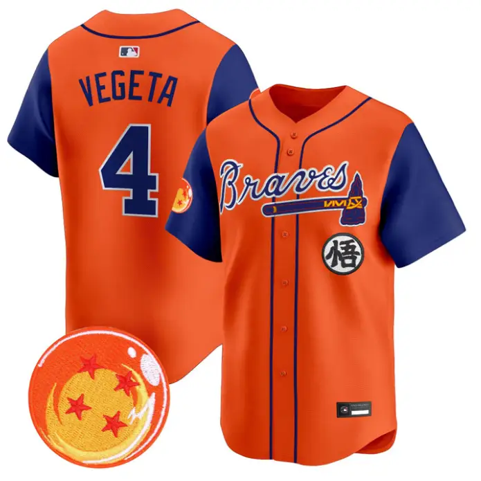 Vegeta Jersey #4 Atlanta Braves Dragon Ball Premier Stitched