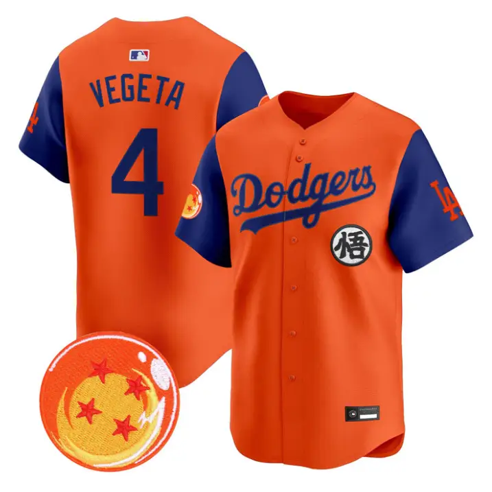 Vegeta Jersey #4 Dodgers Dragon Ball Vapor Premier Limited Stitched