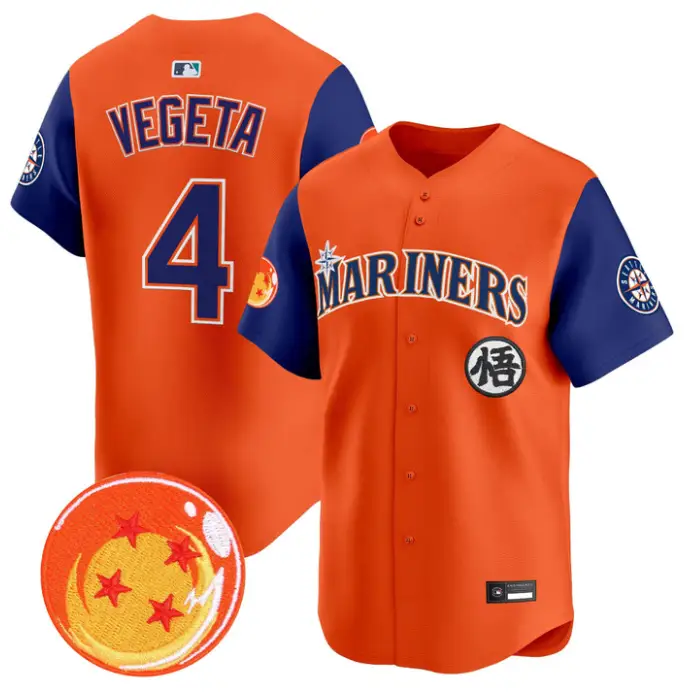 Vegeta Jersey #4 Seattle Mariners Dragon Ball Vapor Premier Stitched