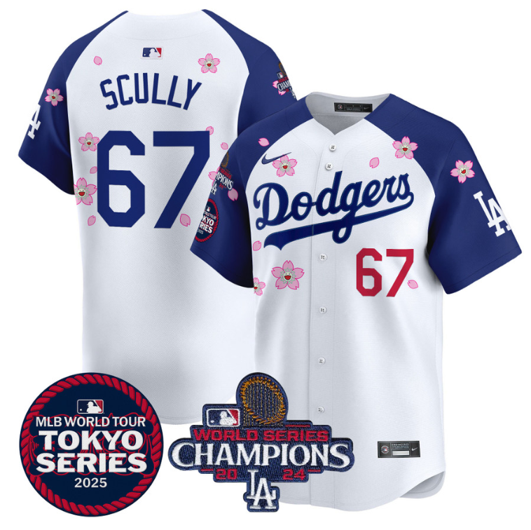 Vin Scully Jersey #67 Dodgers Tokyo Series 2025 World Series Champions Patch Alternate