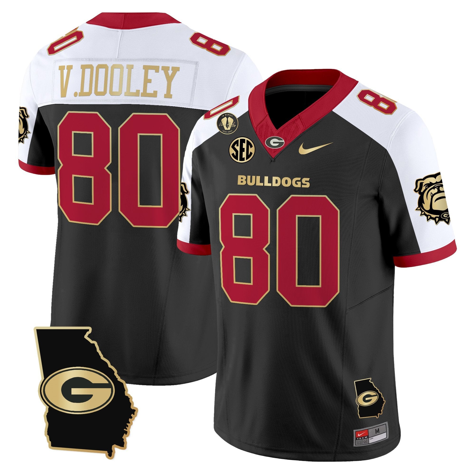 Vince Dooley Jersey #80 Georgia Bulldogs 2025 Georgia Map, Vince Dooley Stitched Alternate