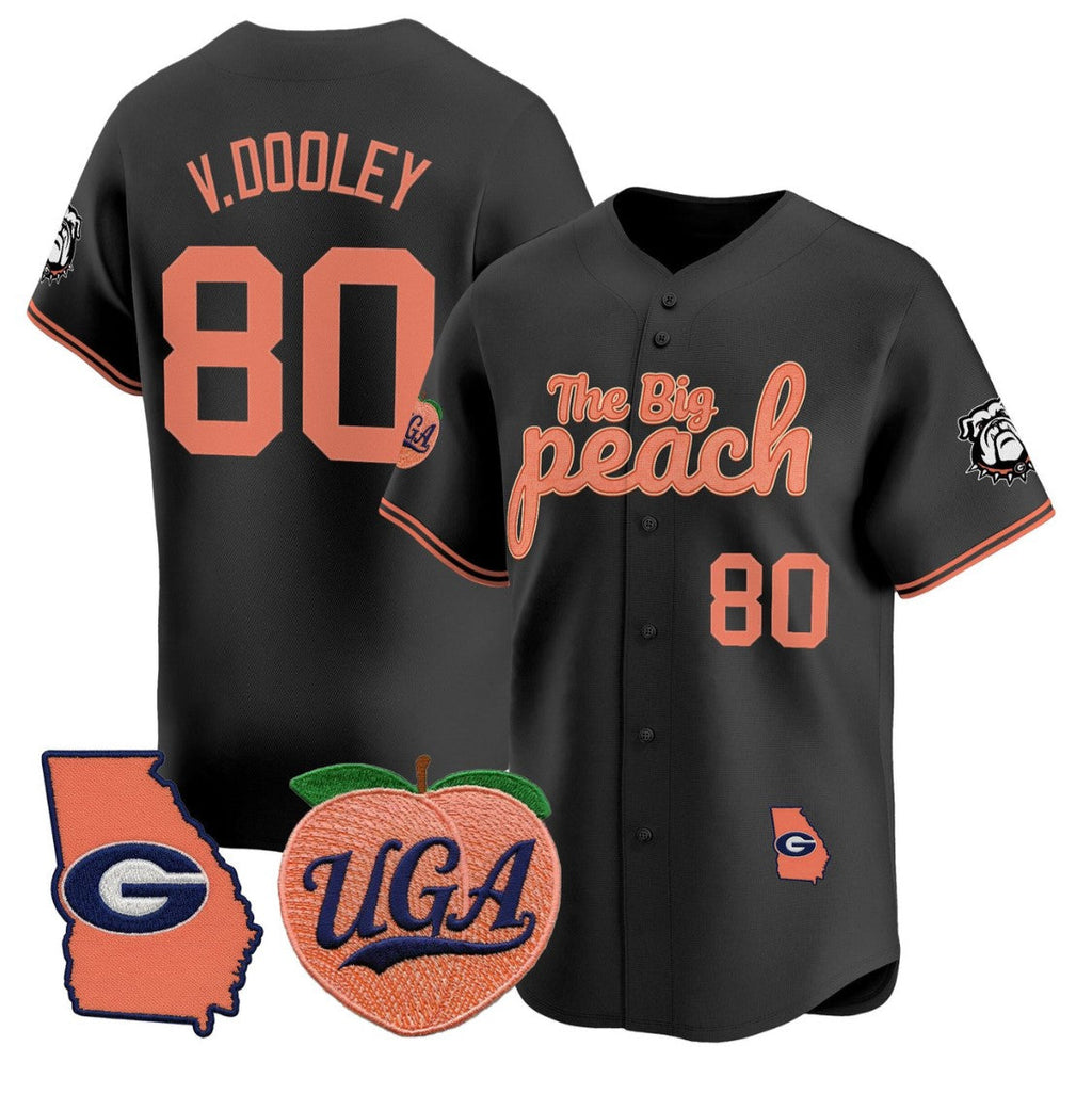 Vince Dooley Jersey #80 Georgia Bulldogs The Big Peach Baseball Stitched