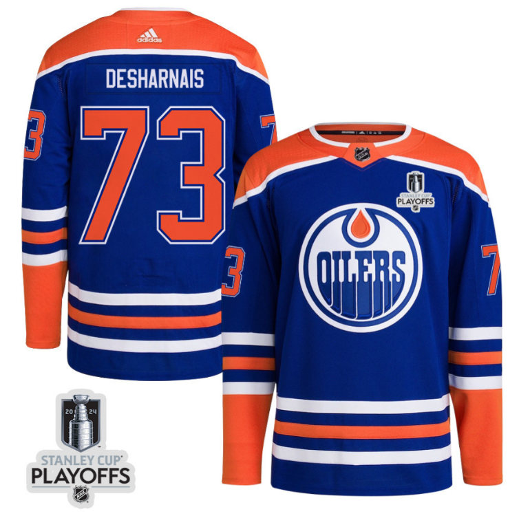 Vincent Desharnais 73 Edmonton Oilers 2024 NHL Playoffs Patch Home Jersey - Men