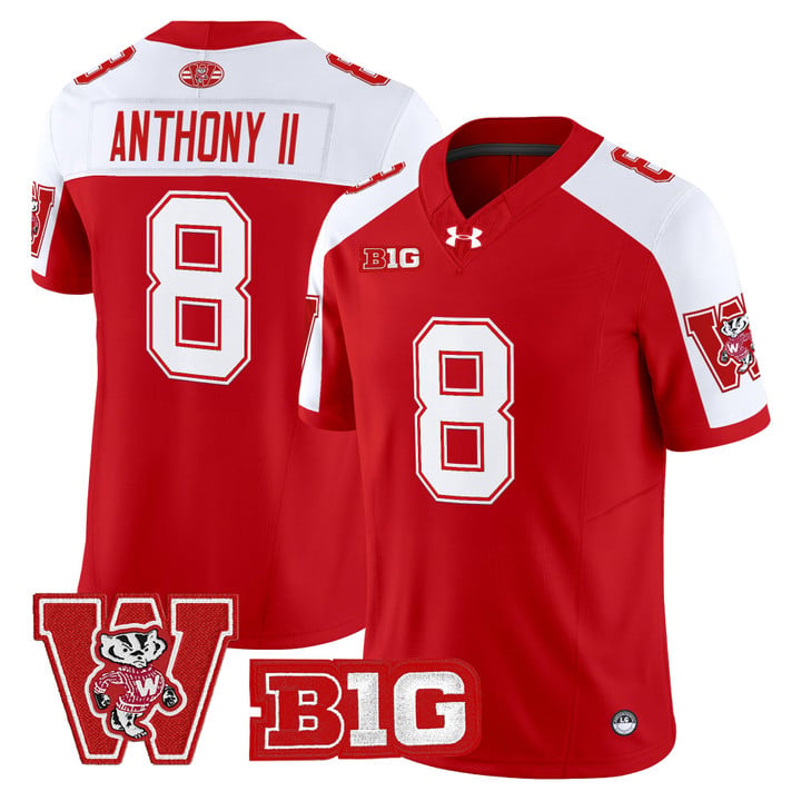 Vinny Anthony II Jersey #8 Wisconsin Badgers Throwback Stitched Red Alter