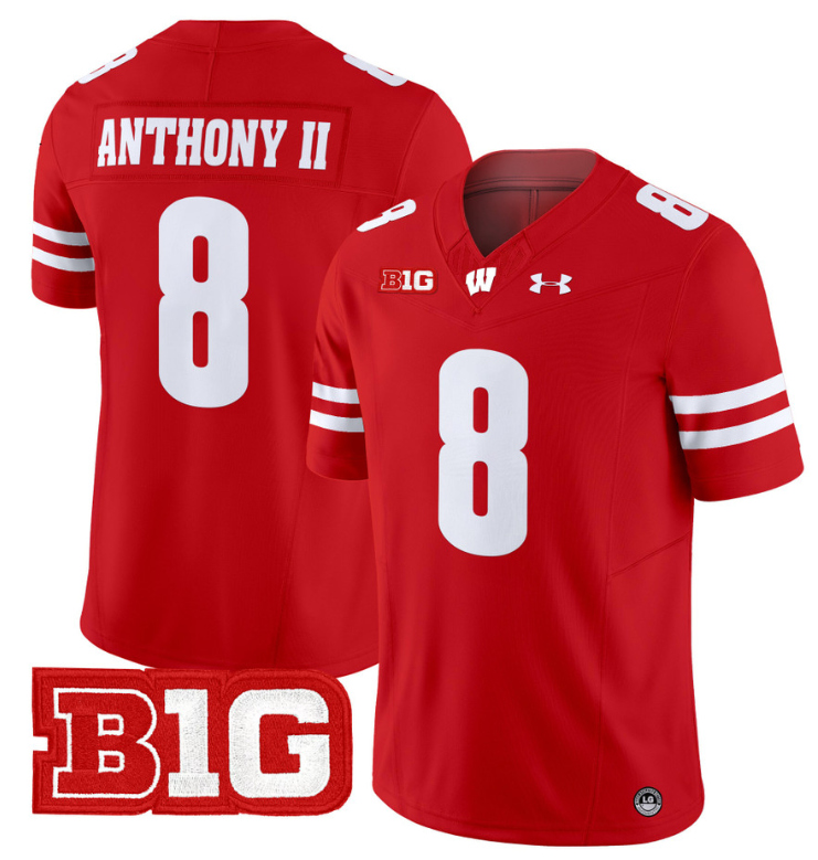 Vinny Anthony II Jersey #8 Wisconsin Badgers Vapor Football Stitched Red Alternate