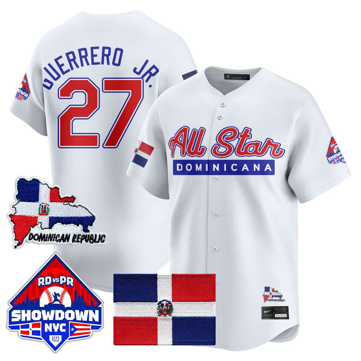 Vlad Guerrero Jr Jersey #27 Dominican Republic Baseball All-Star 2025 White