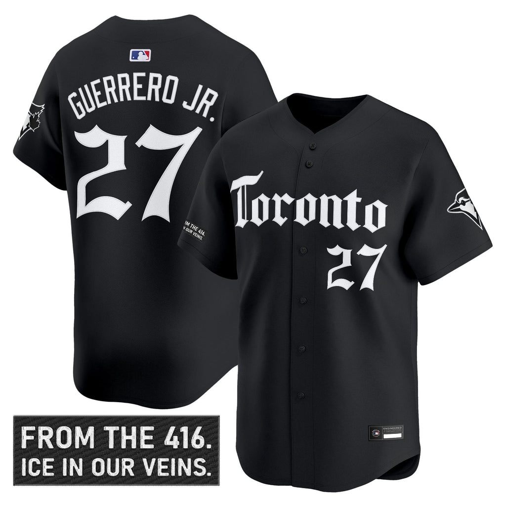 Vladimir Guerrero Jr Jersey #27 Toronto Blue Jays Gothic North Black