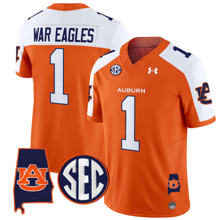 War Eagles Jersey #1 Auburn Tigers SEC Patch Vapor Limited College Football Stitched Navy Alternate