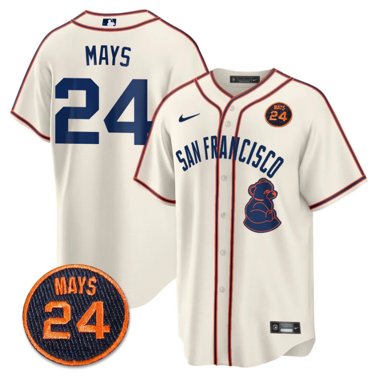 Willie Mays Jersey #24 San Francisco Giants #24 Mays Patch 2024 Vapor Premier Limited  Cream