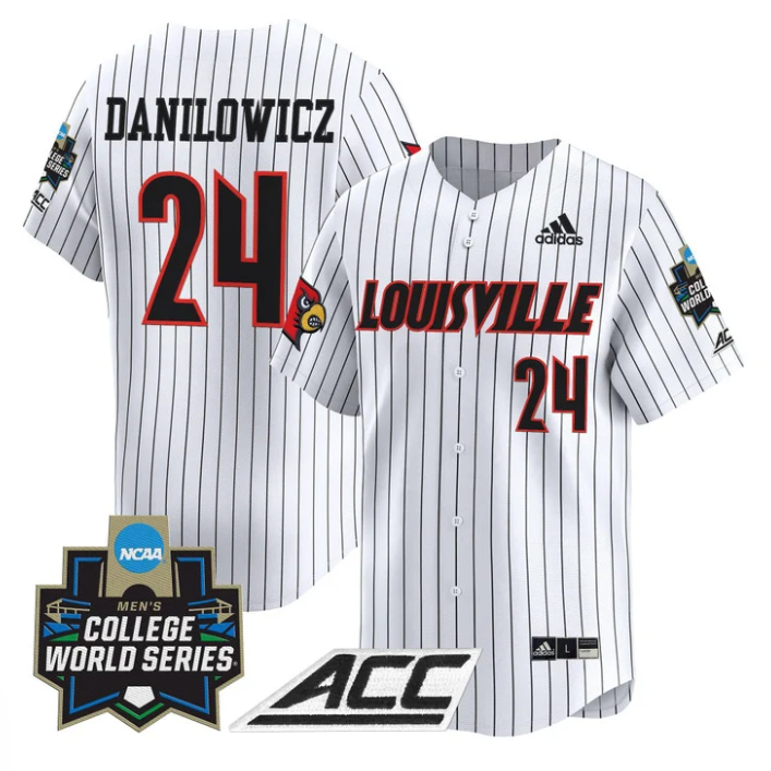 Wyatt Danilowicz Jersey #24 Louisville Cardinals 2025 World Series Pinstripe
