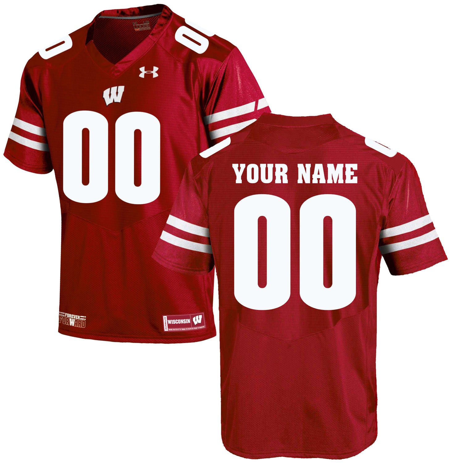Wisconsin Badgers Custom Name Number College Football Jersey Red