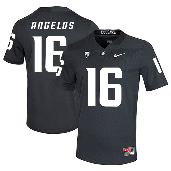 Washington State Cougars #16 Aaron Angelos NCAA Football Jersey Black