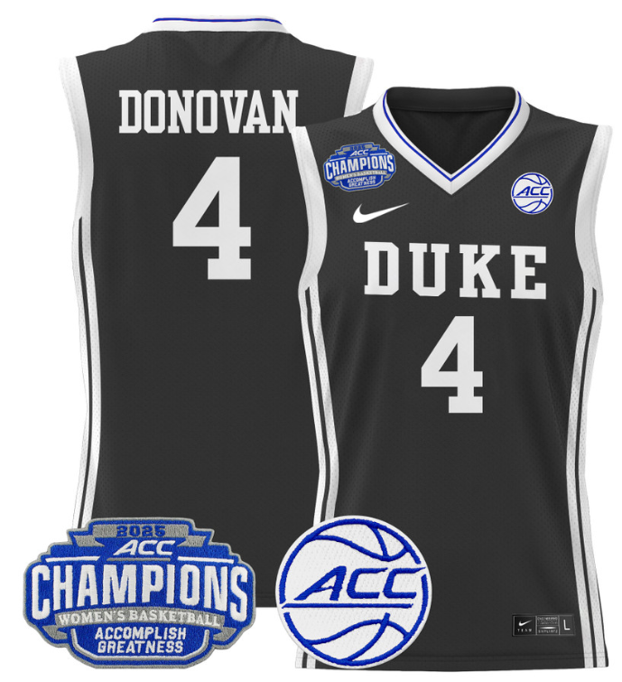 Women's Jadyn Donovan Jersey #4 Duke Blue Devils 2025 ACC Champions Black