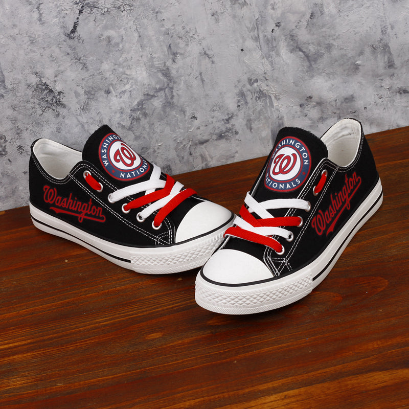 Washington Nationals Limited Print MLB Baseball Fans Low Top Canvas Shoes Sport Sneakers T-DJ182H