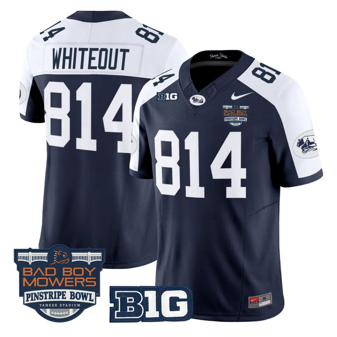 WHITEOUT Jersey #814 Penn State Throwback Pinstripe Bowl Patch Stitched