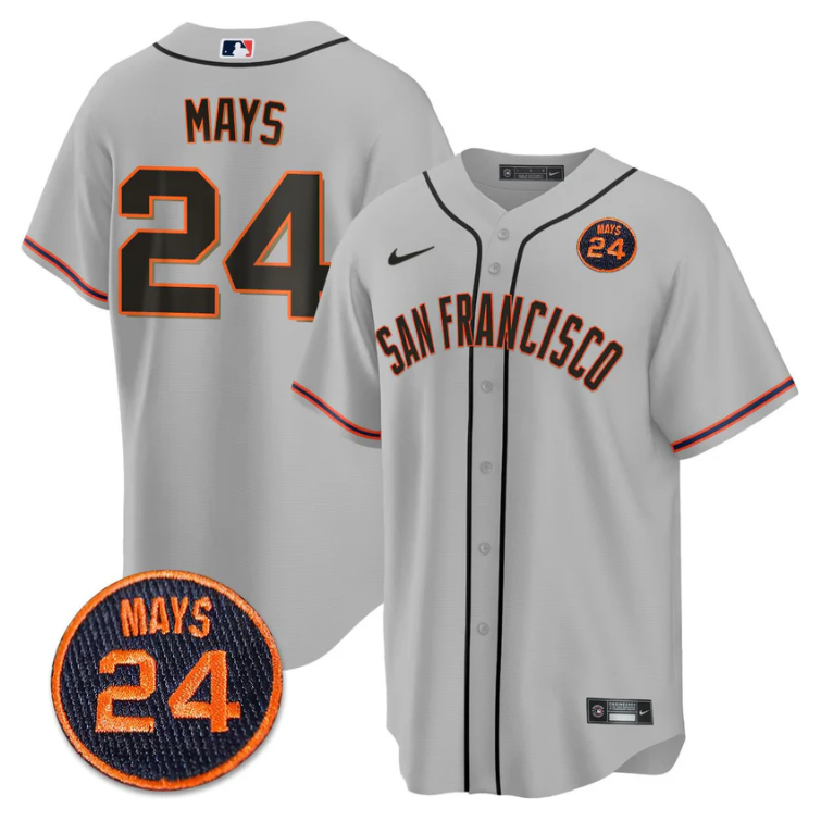 Willie Mays Jersey #24 San Francisco Giants #24 Mays Patch 2024 Vapor Premier Limited Gray