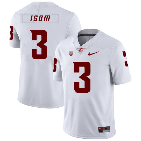 Washington State Cougars #3 Daniel Isom NCAA Football Jersey White