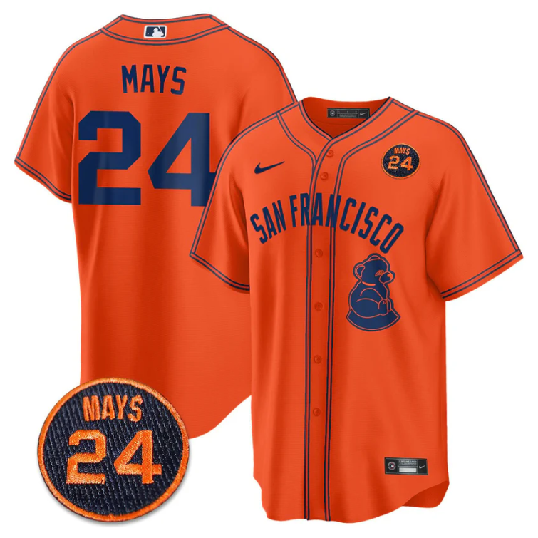 Willie Mays Jersey #24 San Francisco Giants #24 Mays Patch 2024 Vapor Premier Limited Orange Limited