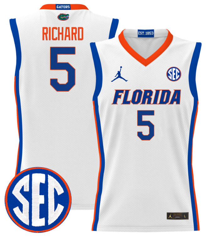 Will Richard Jersey #5 Florida Gators 2024 Lightweight Basketball White