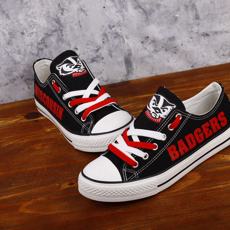 Wisconsin Badgers Limited Print NCAA College Students Low Top Canvas Shoes Sport Sneakers