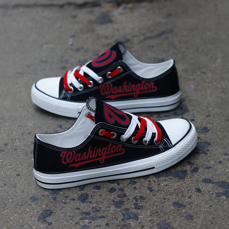 Washington Nationals Limited Print MLB Baseball Fans Low Top Canvas Shoes Sport Sneakers T-DJ117H