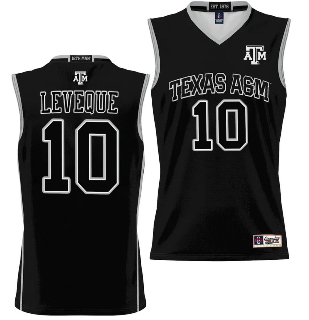 Wildens Leveque Jersey #10 Texas Aggies NIL College Basketball Jersey Lightweight Black