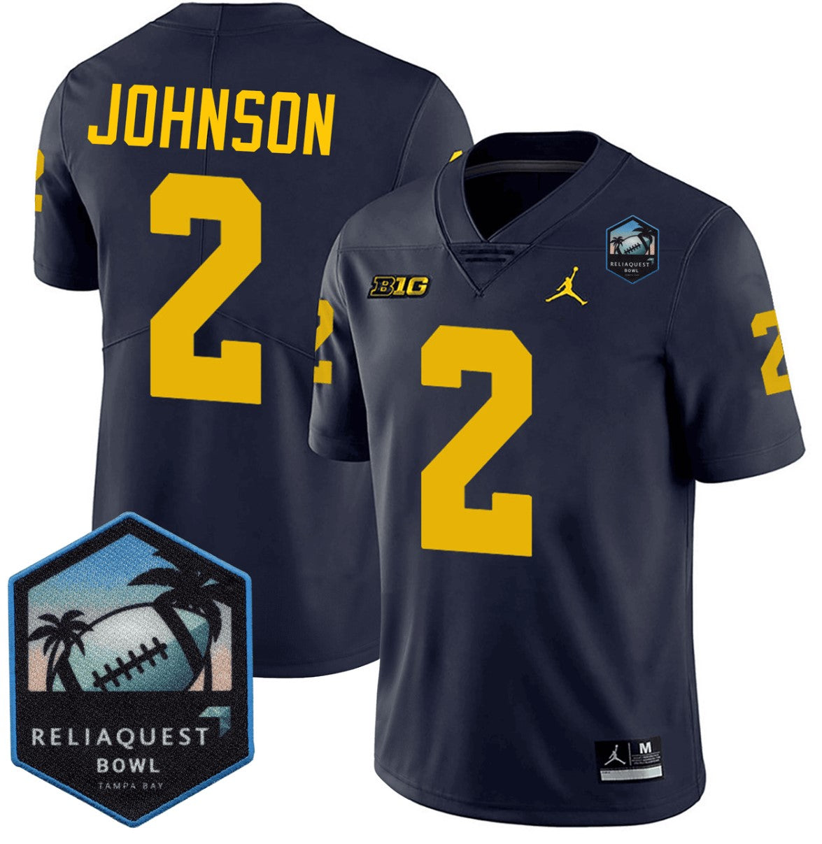 Will Johnson Jersey #2 Michigan Wolverines ReliaQuest Bowl Patch Vapor Navy