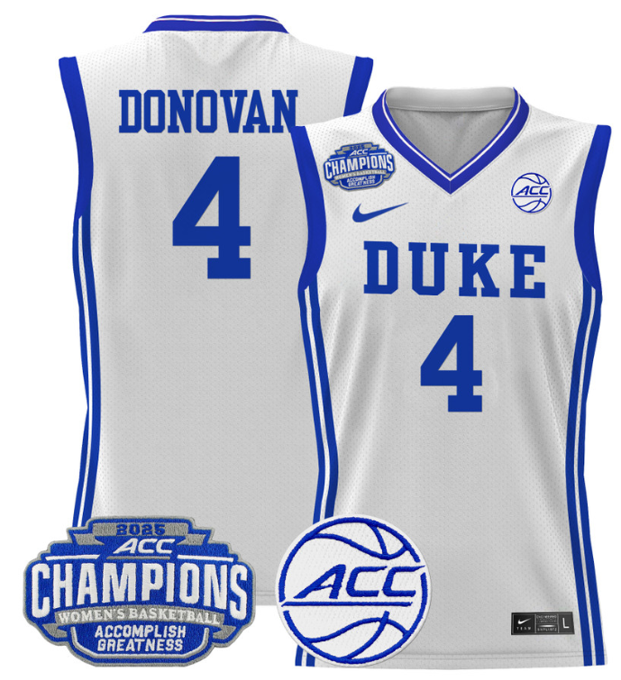 Women's Jadyn Donovan Jersey #4 Duke Blue Devils 2025 ACC Champions White