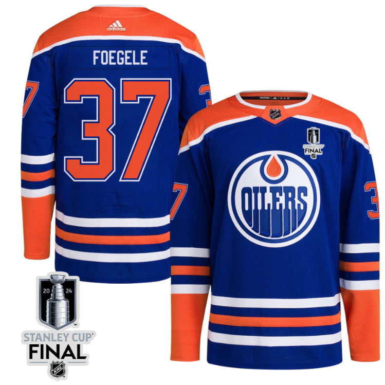 Warren Foegele 37 Edmonton Oilers 2024 STANLEY CUP Final Home Primegreen Jersey Men, Royal