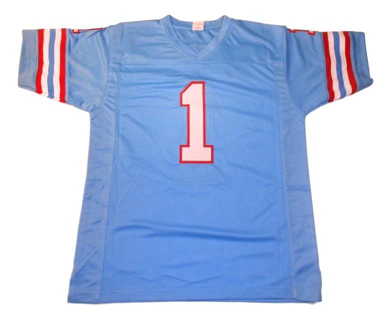 Warren Moon CUSTOM STITCHED Unsigned Football Jersey Blue
