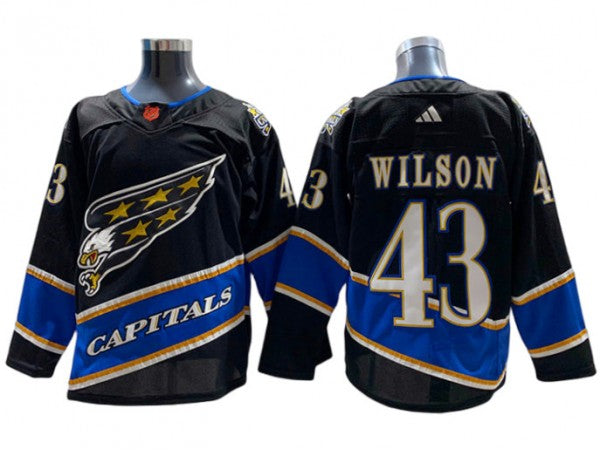 Washington Capitals #43 Tom Wilson Black 2022&23 Reverse Retro Jersey