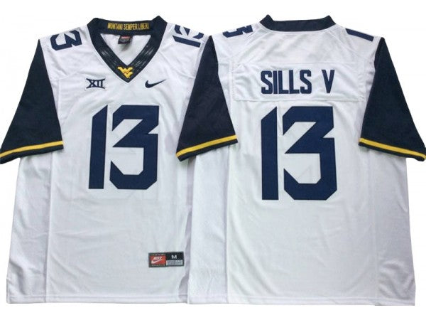 West Virginia Mountaineers #13 David Sills V White Football Jersey