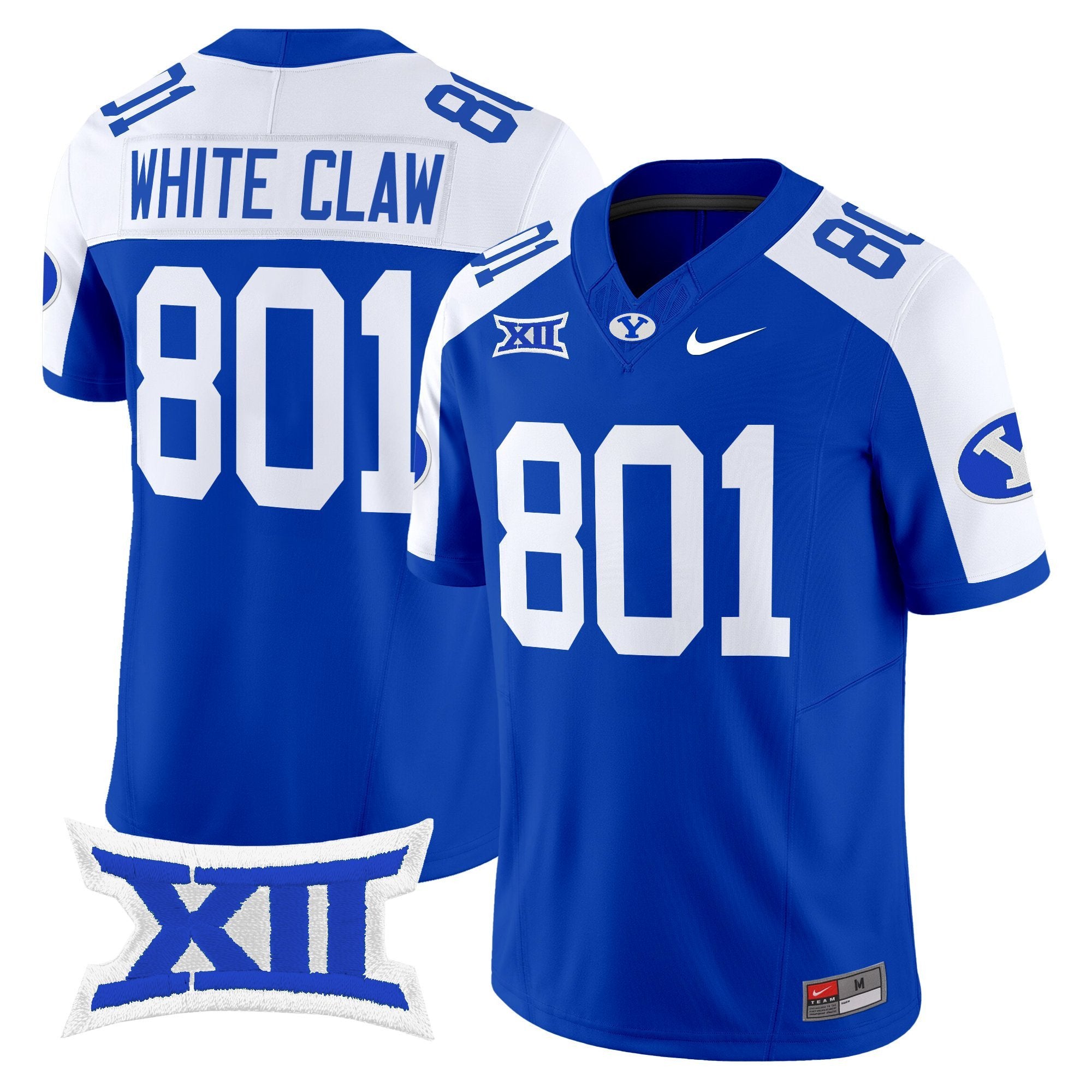 White Claw Jersey #801 BYU Cougars 2025 Vapor Limited Stitched Royal Alternate