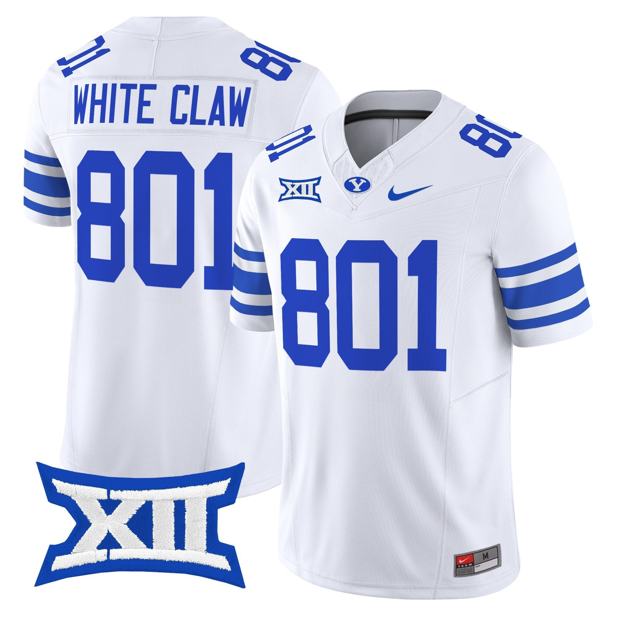 White Claw Jersey #801 BYU Cougars 2025 Vapor Limited Stitched White