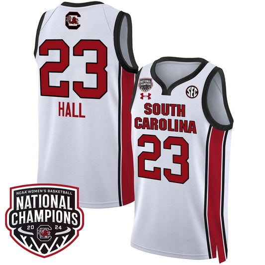 Bree Hall Jersey #23 South Carolina Gamecocks Basketball 2024 National Champions All Stitched White