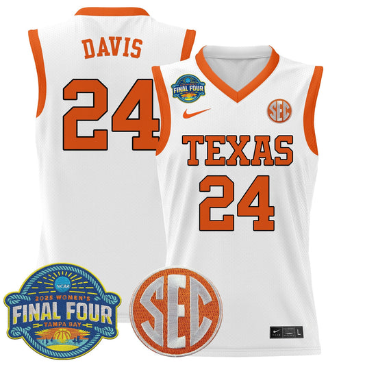 Clarissa Davis Jersey #24 Texas Longhorns 2025 Sec Final Four Patch White