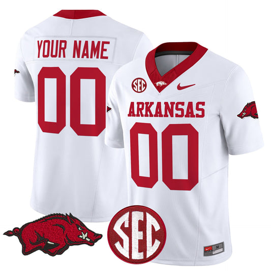 Custom Arkansas Razorbacks Jersey Name, Number Limited Stitched White