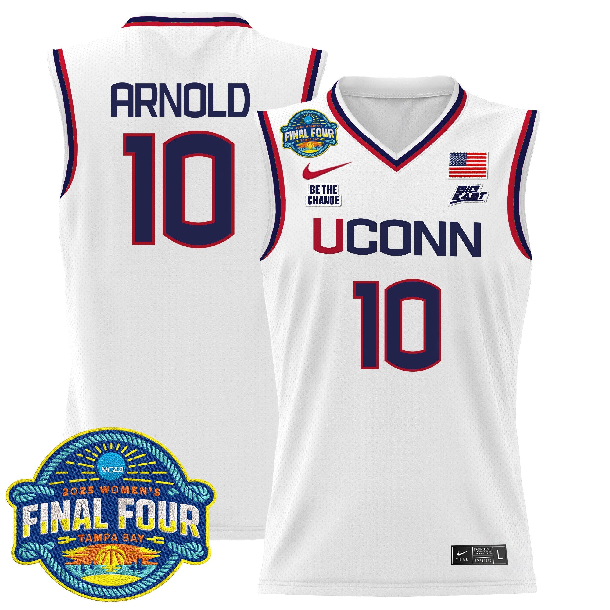 KK Arnold Jersey #10 UConn Huskies 2025 Big Eat Final Four Patch White