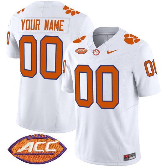 Custom Clemson Tigers Jersey Name, Number 2025 Vapor Limited Stitched White