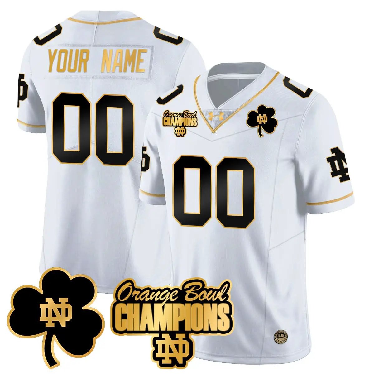 Custom Notre Dame Fighting Irish Football  2025 Orange Bowl Champions Jersey