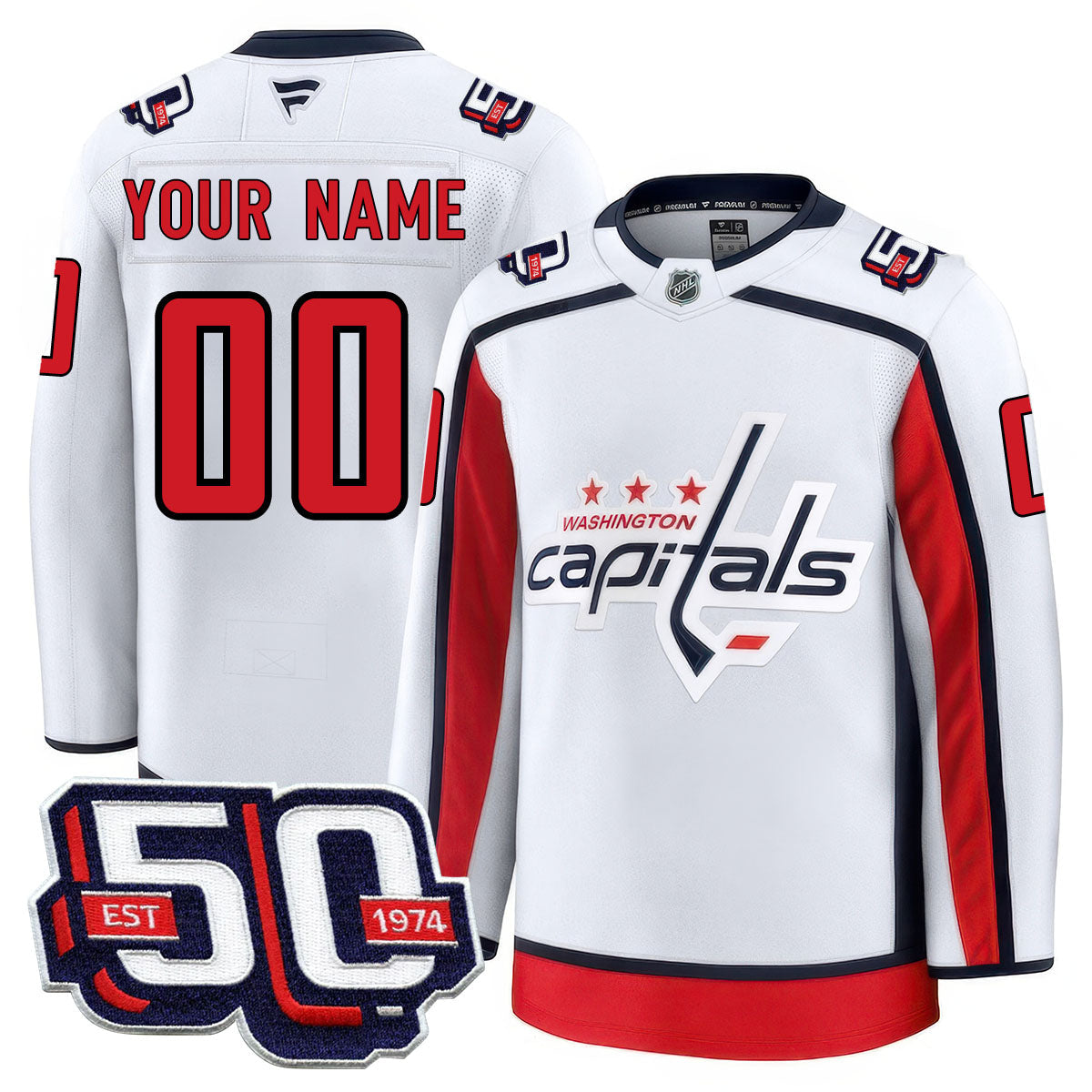 Men Washington Capitals 50th Anniversary Premium Custom Jersey - All Stitched